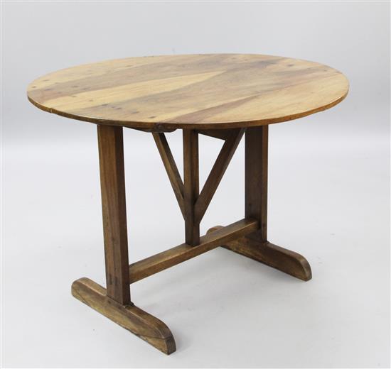 A 19th century French walnut Vignerons table, W.3ft 2in.
